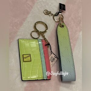 Victoria’s Secret Colorblock Cardholder + Ombre Wristlet Keychain Set